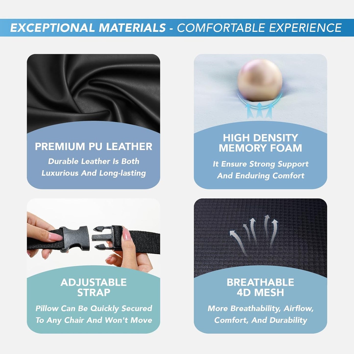 Lumbar Support Pillow for Car, Memory Foam Lumbar Pillow for Lower Back Pain Relief - Back Cushion for Driving, Chair Support for Car-Office Chair, Wheelchair - Black&Gray