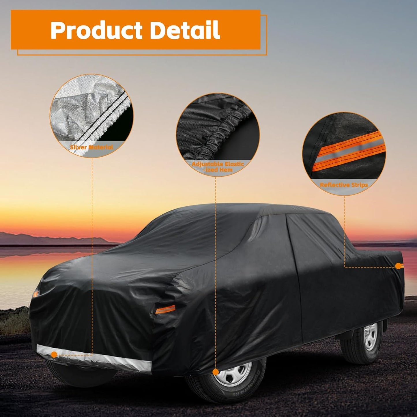Kayme Truck Cover Custom Fit Dodge Ram 1500(1994-2001) Regular Cab Short Bed. Full Exterior Heavy Duty Outdoor Pickup Truck Car Cover Waterproof All Weather.Car Tarp for Wind Sun Dust Protection.Black