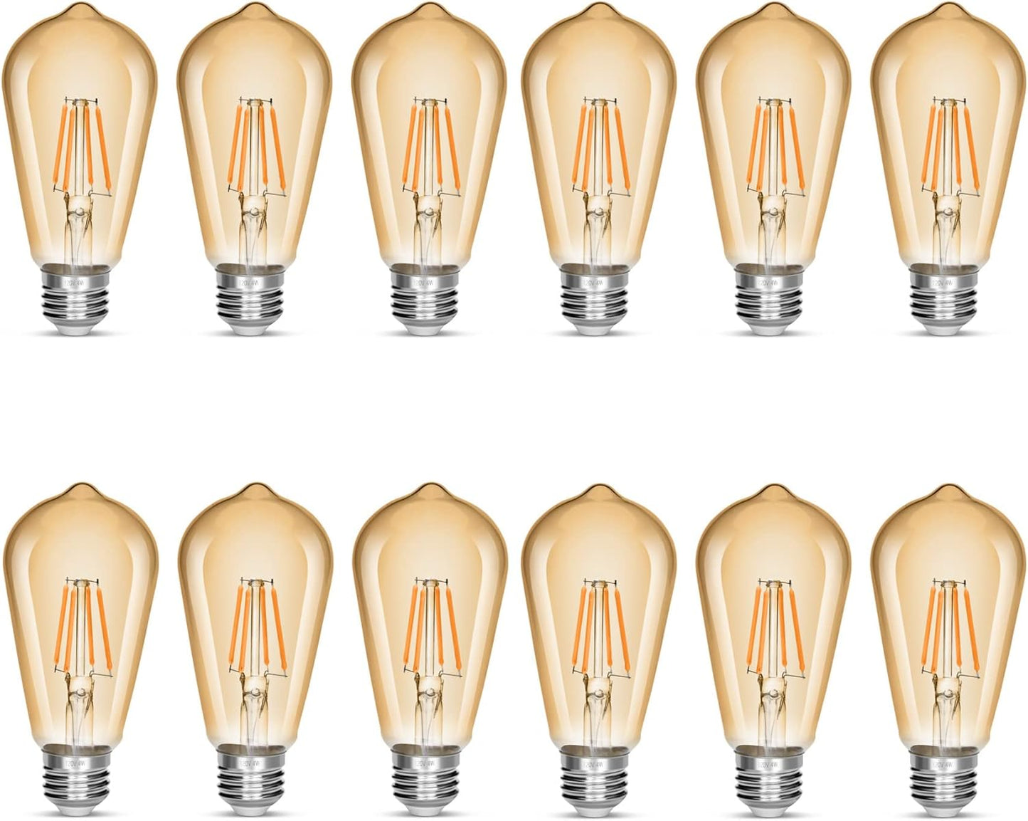 LED Edison Bulb 4W,Antique 40W Vintage Edison Bulb,E26 Light Bulb Non Dimmable Led Bulb 450 Lumens 2300K Amber Warm,Pack of 12