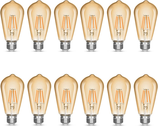 LED Edison Bulb 4W,Antique 40W Vintage Edison Bulb,E26 Light Bulb Non Dimmable Led Bulb 450 Lumens 2300K Amber Warm,Pack of 12