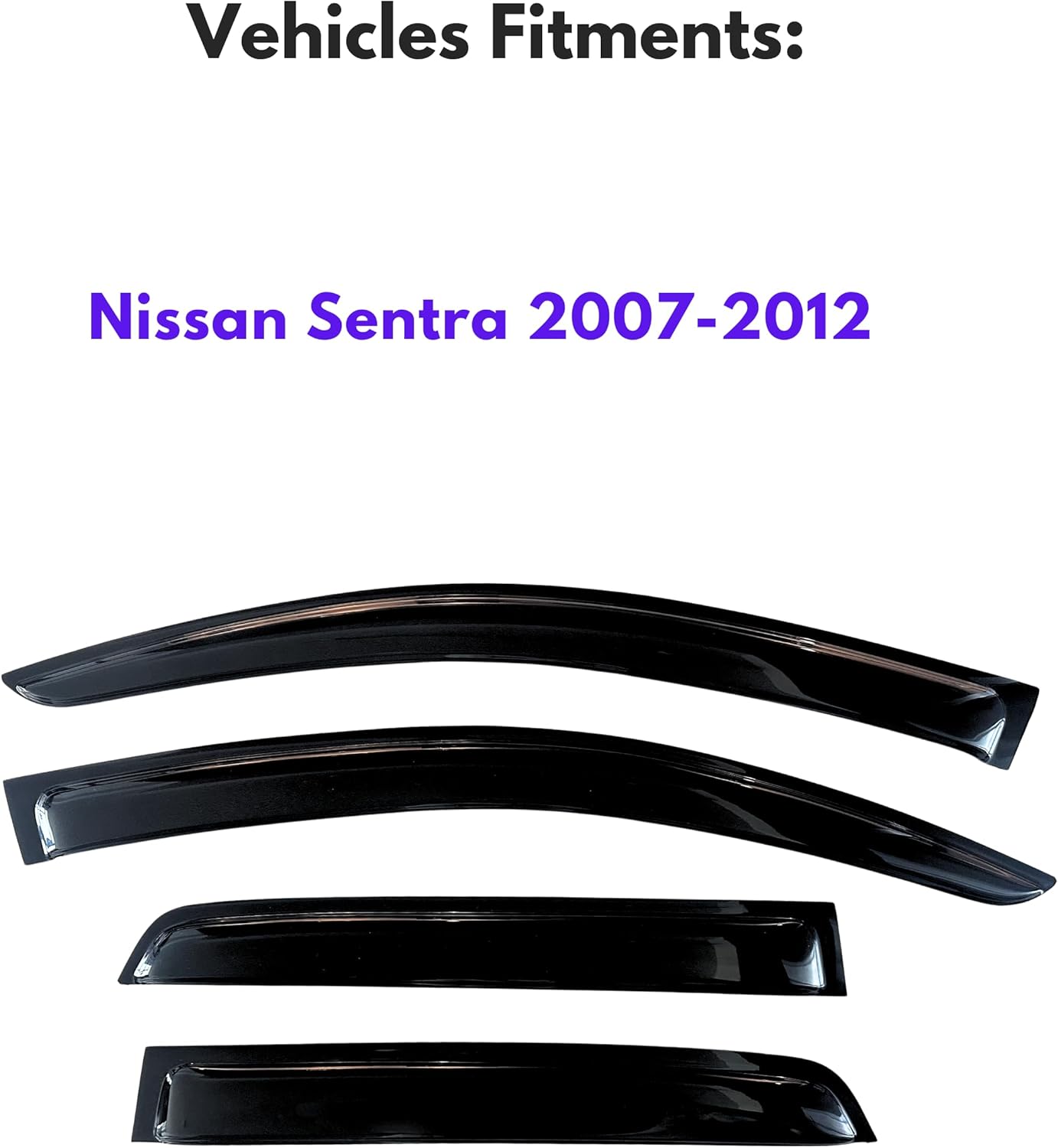 KPY Window Visor Compatible with Nissan Sentra 2007-2012, 4PC Rain Guard Side Window Vent Deflectors Tape-On Style, 2007 2008 2009 2010 2011 2012
