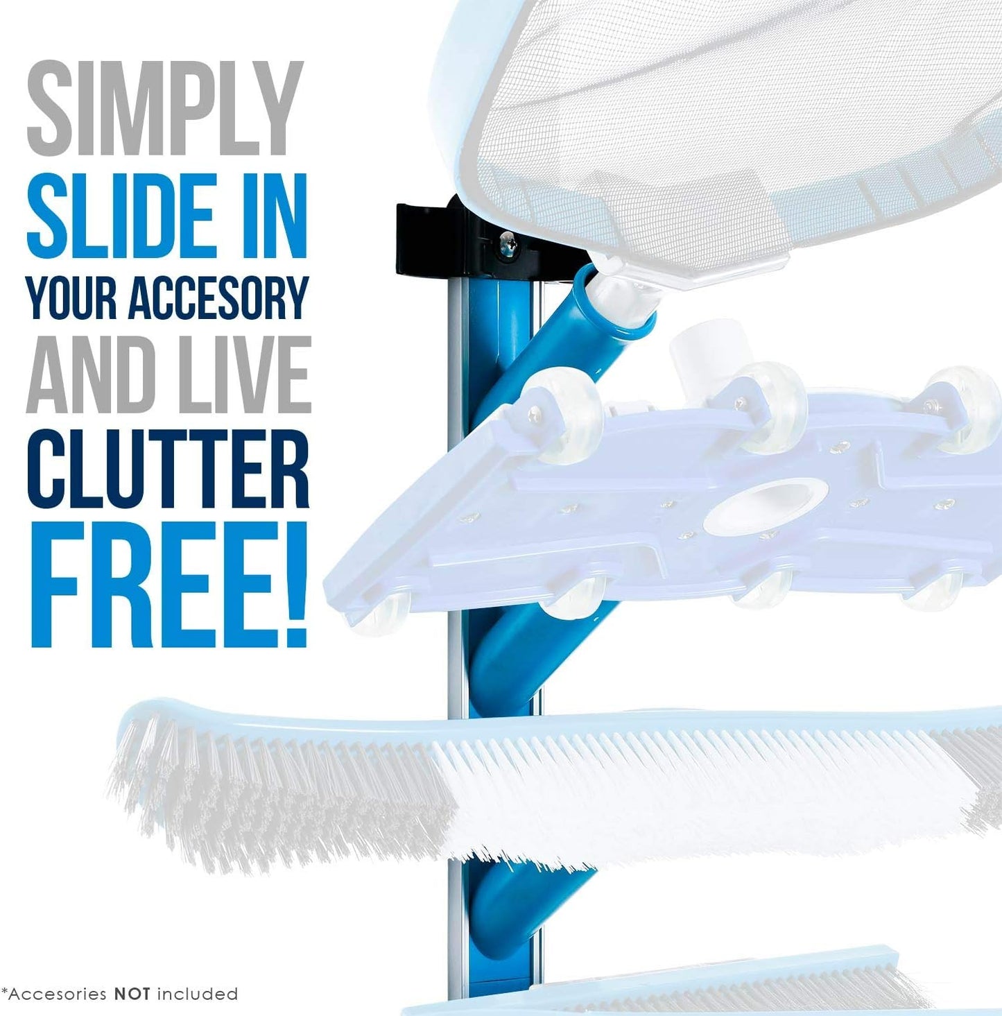 U.S. Pool Supply Pool Equipment Storage Rack Tool - Pool Organizer, Holds Cleaning Accessories, Skimmer Nets, Brushes, Vacuum Heads, Vacuum Hoses, Pole Hanger, Hot Tub Spa Maintenance Accessory Holder