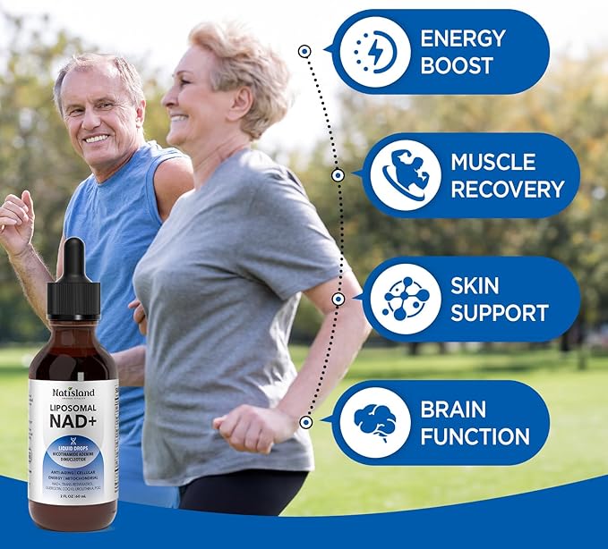 Liposomal NAD Supplement, 1000mg NAD+ Liquid Drops for Women & Men, with Resveratrol, Urolithin A, Quercetin, CoQ10 & PQQ, for Cellular & Metabolism Health, Energy & Anti-Aging, 2 Fl Oz