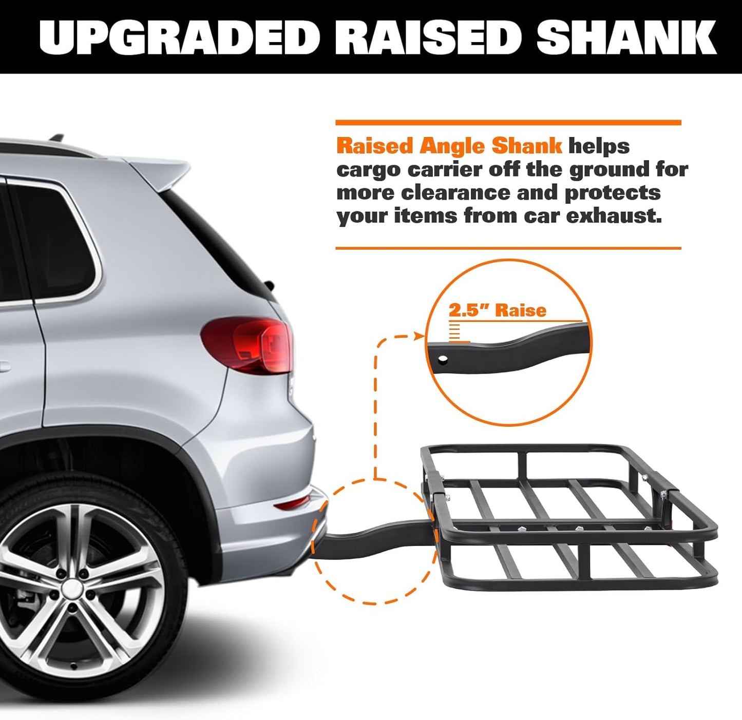 WEIZE Hitch Cargo Carrier for SUV, Truck - 53x19 Inches, 500LB Capacity, with Waterproof Bag, Net, Strap, Tightener, Powder Coated for Durability, Easy Installation, for Camping and Travel