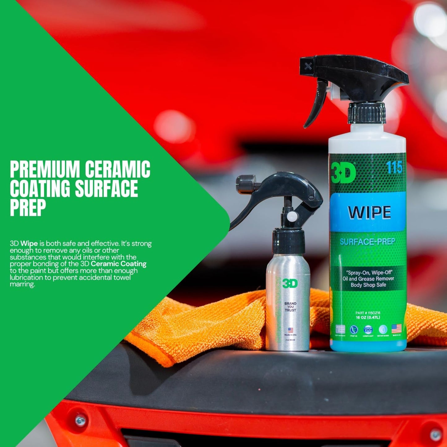3D Wipe Ceramic Coating Surface Prep - Removes Excess Oils & Lubricants from Paint & Glass Prior to Ceramic Coating Application 1 Gallon