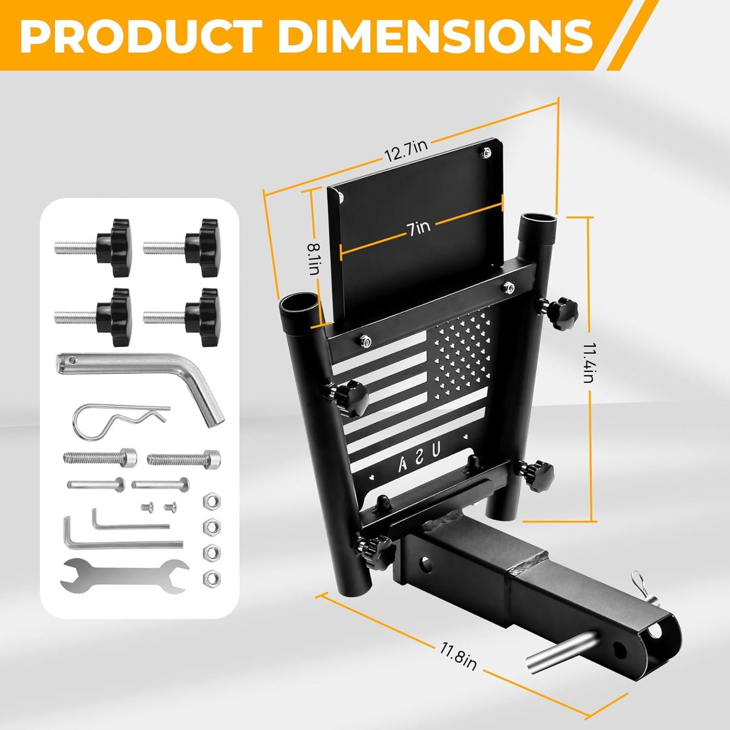 Heavy Duty Dual Hitch Flag Holder with 2'' Trailer Receiver, Trailer Hitch Flag Pole Holder, Universal Hitch Flag Pole Holder Kit with Cars, Trucks, SUV, Pickups, Campers & Trailers
