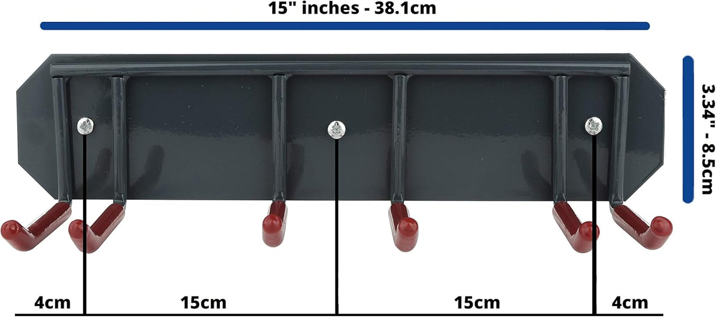 Wall Mounted Rack Organizer for Skis and Poles Heavy Duty Horizontal Wall Ski Rack Garage Storage with Metal Frame and Padded Hooks Indoors Outdoors Premium Wall Hooks (Medium Holds 2 Set of Ski's)