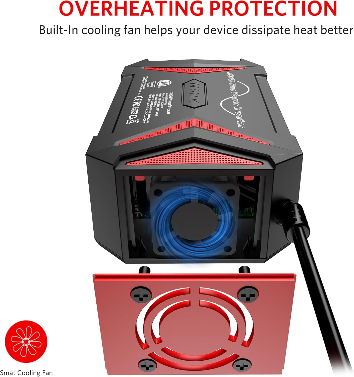 BESTEK 300Watt Pure Sine Wave Power Inverter [30W PD USB-C] Car Adapter DC 12V to AC 110V with QC3.0 USB Ports, Multi-Protection Car Charger Power Inverter for Vehicles