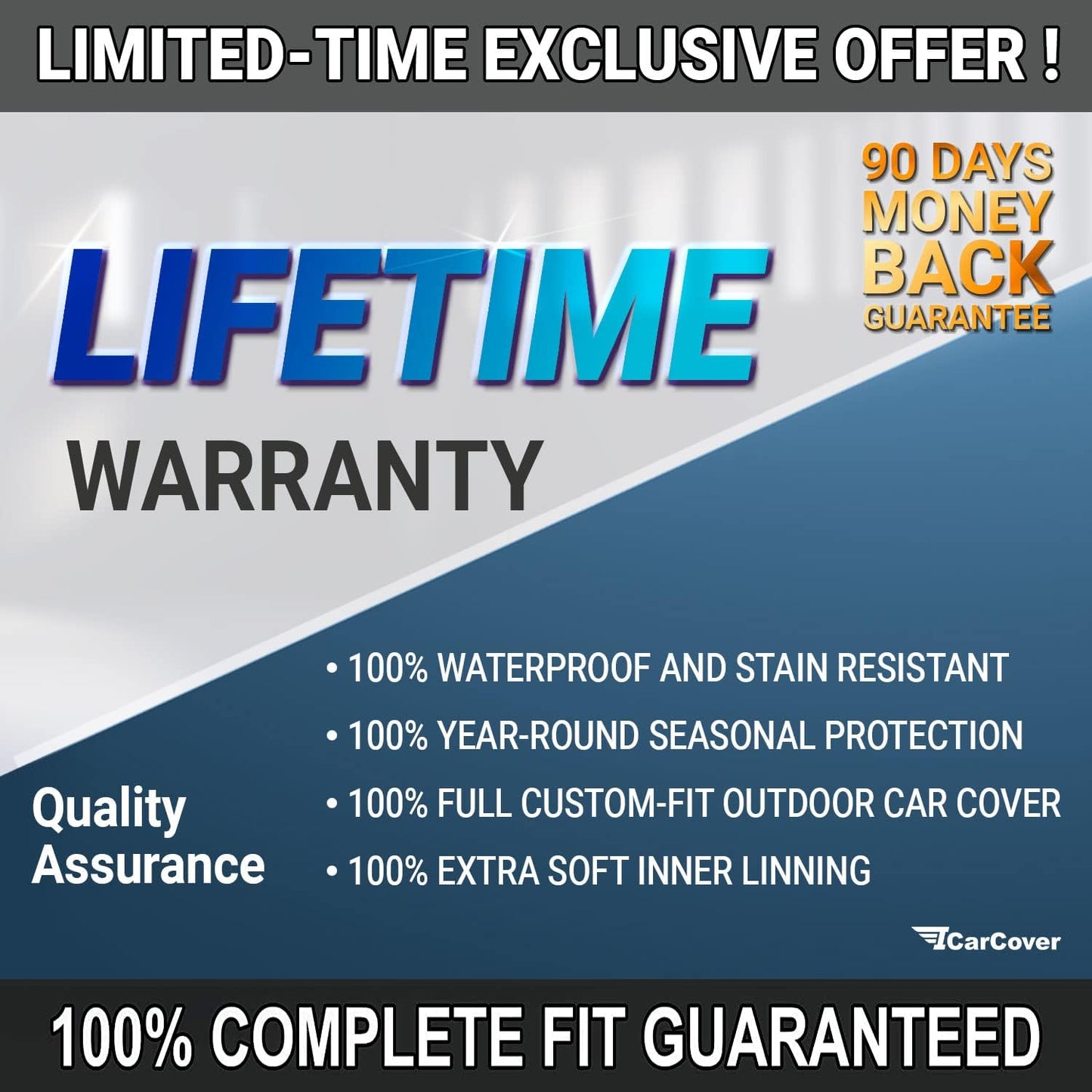 iCarCover Premium Car Cover for 1995-2002 Pontiac Sunfire Sedan, Convertible Heavy Duty Waterproof All-Weather Automobiles Custom Fit Indoor Outdoor UV Snow Protection Covers with Straps and Bag