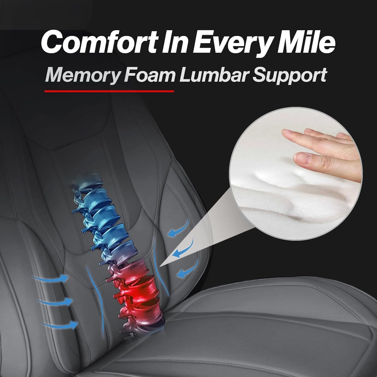 Coverland Custom Car Seat Covers Compatible with 2007-2013 Sierra 1500 Extended Cab - Premium Leather Non-Slip Waterproof Cover Interior Protector Full Set-Dark Gray [See Size Chart-Size X115]