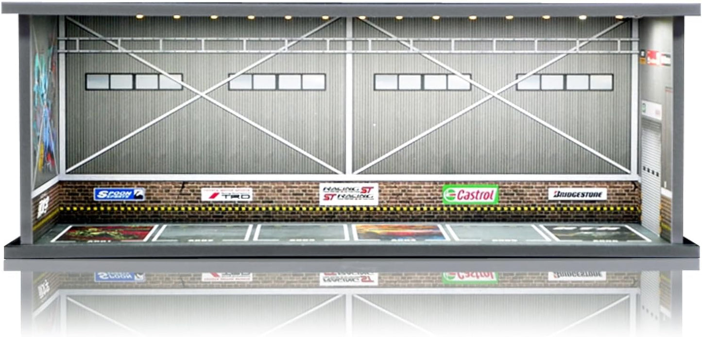 Display Case for Hot Wheels: Stackable Parking Garage for 1/64 Scale Matchbox Toy Car, Foamboard Storage for Monster Trucks with LED Light and Acrylic Cover, Supply Store