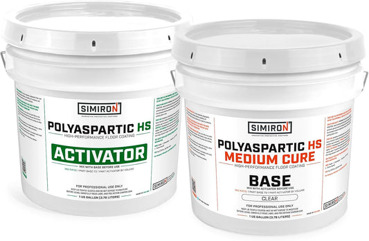 Polyaspartic High Solids Topcoat Coating System - 2 Gallon Kit - Clear Coating Gloss Finish - Easy-to-Use 1:1 Mix Ratio - Protection to Adhesion, UV, Abrasion, & Scratches (Medium Cure)