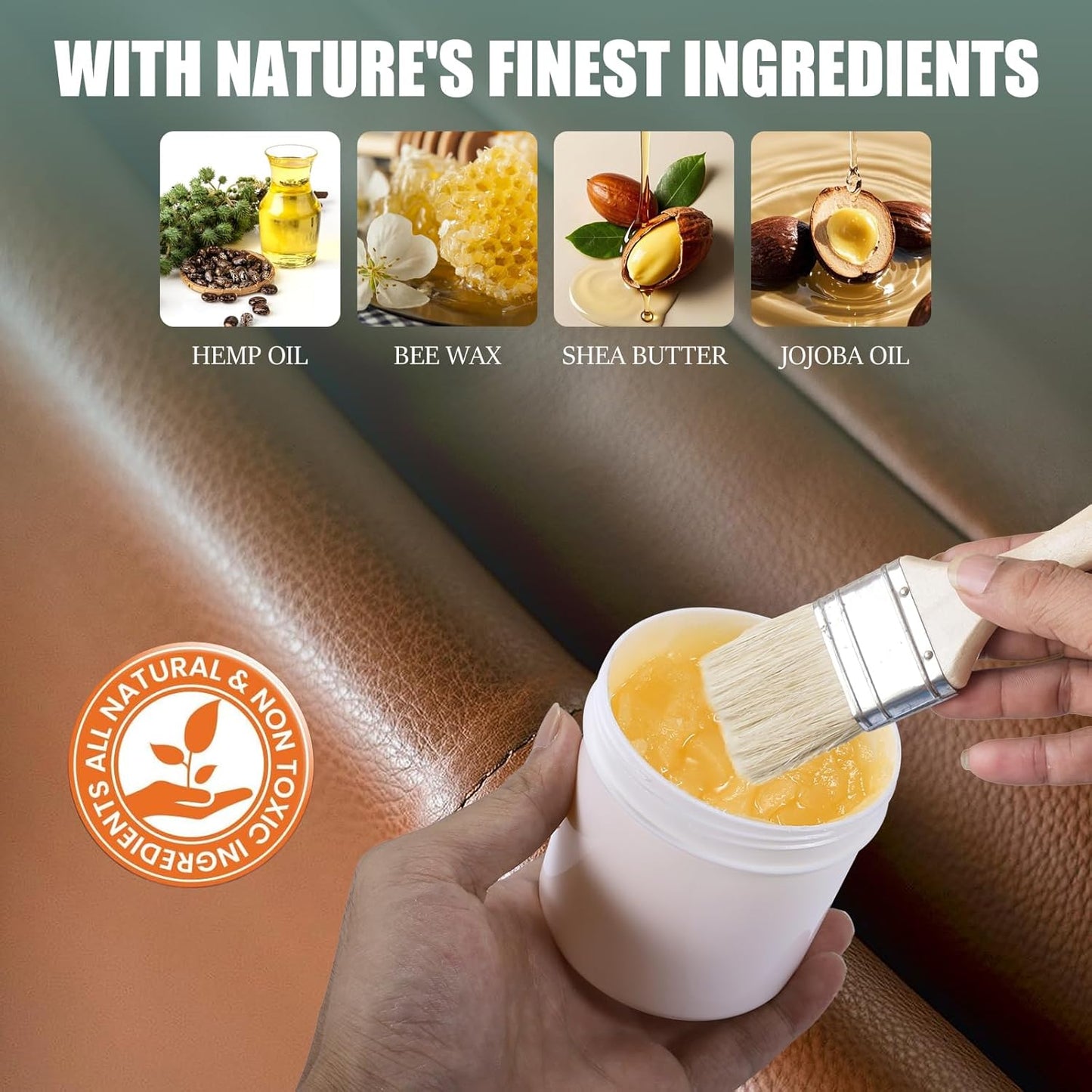 LUXGROVE® Leather & Furniture Repair Salve- Polisher, Moisturizer, and Restorer for Couches and Furniture - Conditioner for Leather Cleaner, Wood, and Vinyl - Repair Salve for Car Seats - 8oz