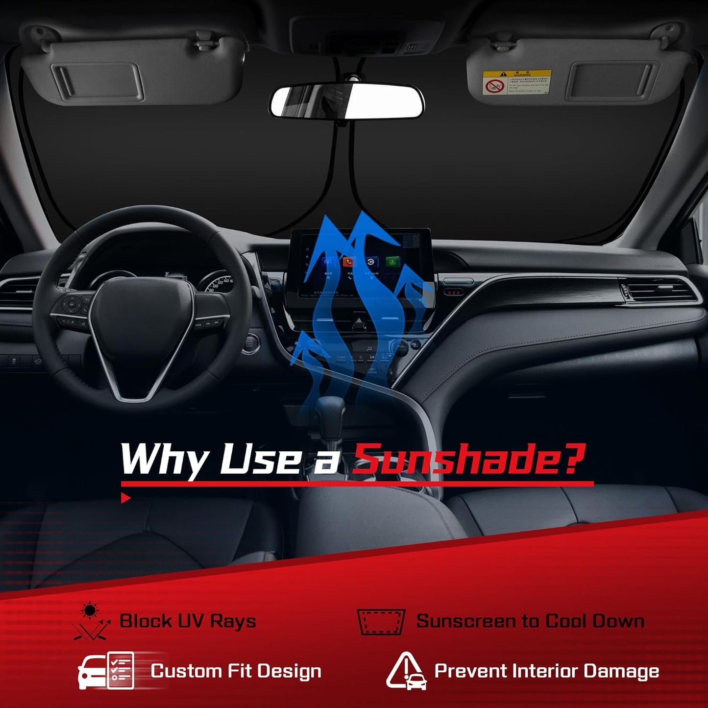 ARISMOTOR Windshield Sun Shade for GMC Acadia 2017-2023, Custom Fit Foldable Front Window Sunshade Sun Visor Protector, Block UV Rays Keep Your Car Cooler