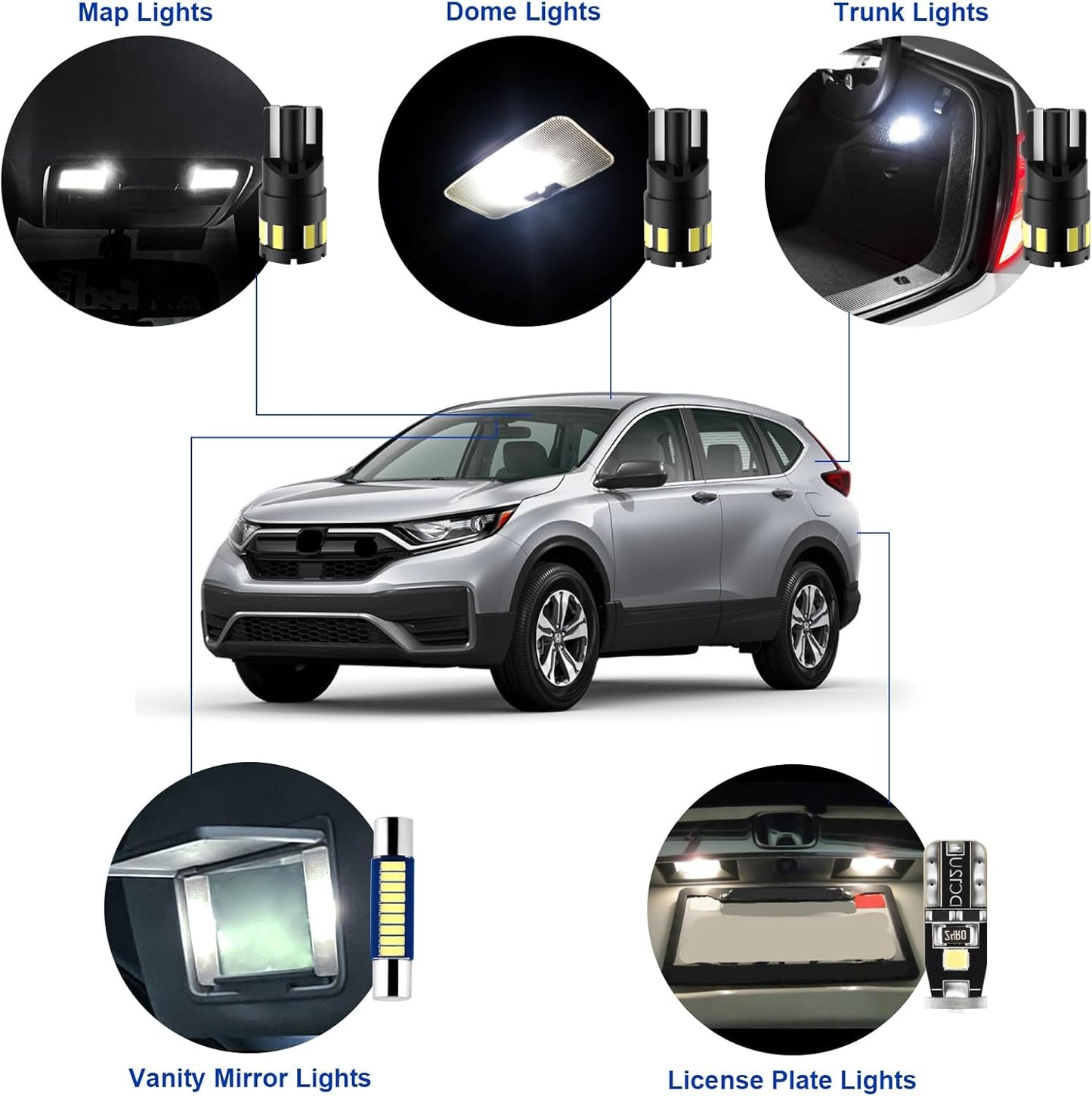 EASY EAGLE LED Interior Car Lights for Honda-CRV-2013-2021: 11 Piece Kit White LED Light Bulbs - Super Bright 6000K + Install Tool