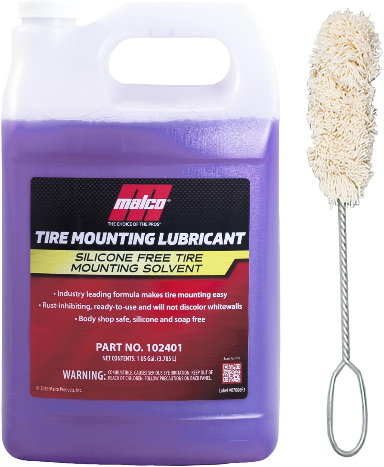 Malco Tire Mounting & Demounting Lubricant with Applicator - Automotive, Truck, Farm & Heavy-Duty Construction Tires/Improved Bead Seal/Rust Protection/Silicone & Soap Free / 1 Gal (102401)