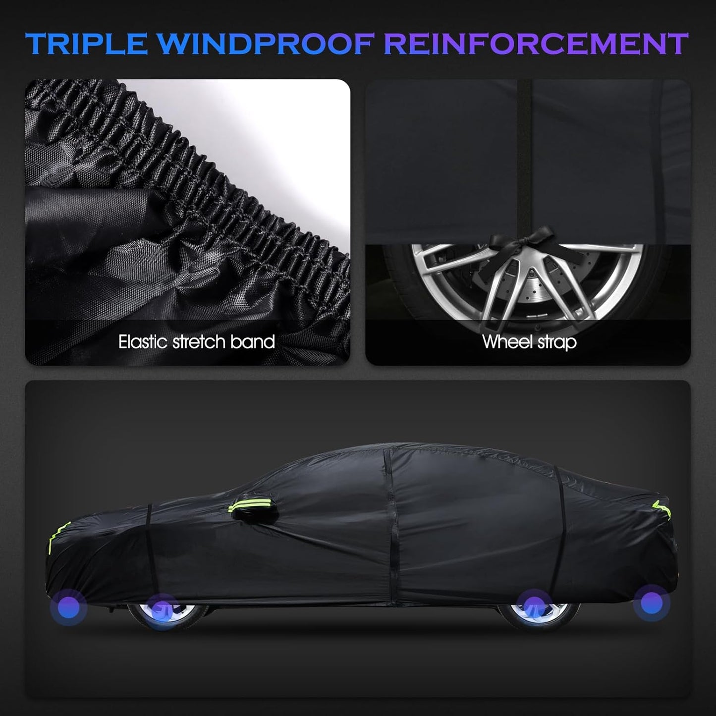 Car Cover Custom Fit for Honda Accord 2001-2025,Toyota Camry 1996-2025,6 Layers Truck Cover Waterproof All Weather for Automobiles,Outdoor Full Exterior Cover,Rain, Sun, Wind Protection,Black