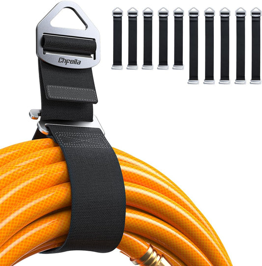 10 Pack One Hand Operation [1s Tighten by Gravity] Adjustable Extension Cord Organizer Holder, Hose Rope Storage Straps Wrap for RV Shed Workshop Garage Organization, Gadgets Tools Gifts for Dad Men