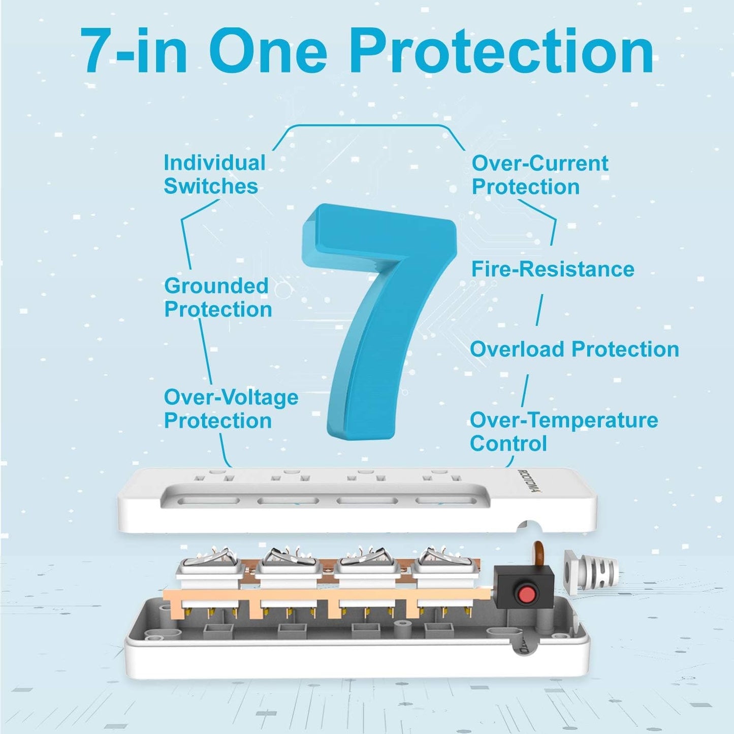 Appliance Extension Cord with Individual Switches on Off - 6 FT, 14 Gauge Heavy Duty Extension Cord with 4 AC Outlets, Wall Mountable, High Wattage for Microwave Workbench Garage Must Have, ETL Listed