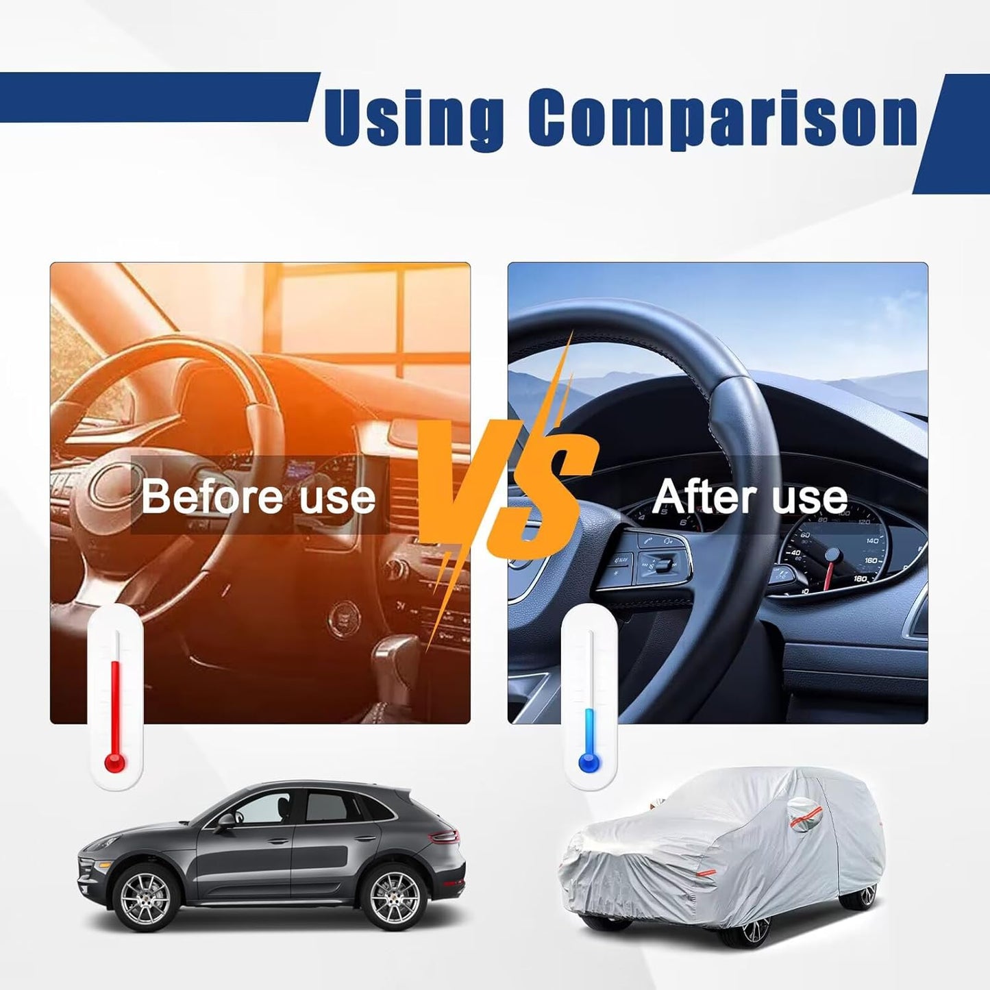 Kayme 6 Layers SUV Car Cover Custom Fit for Acura MDX (2001-2025) Waterproof All Weather for Automobiles, Outdoor Full Cover Rain Sun UV Protection.Silver