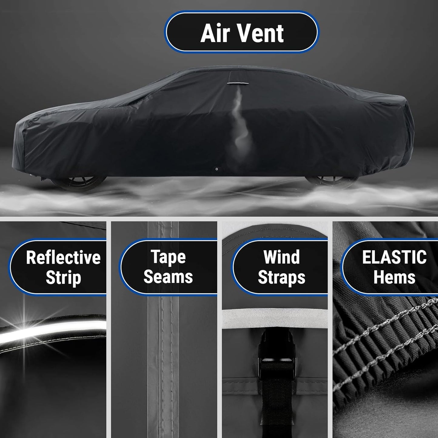 iCarCover Custom Car Cover for Pontiac Chieftain (1949-1954) Waterproof All-Weather Rain Snow UV Sun Protector Full Exterior Indoor Outdoor Car Cover (Stripe - Black/Red)