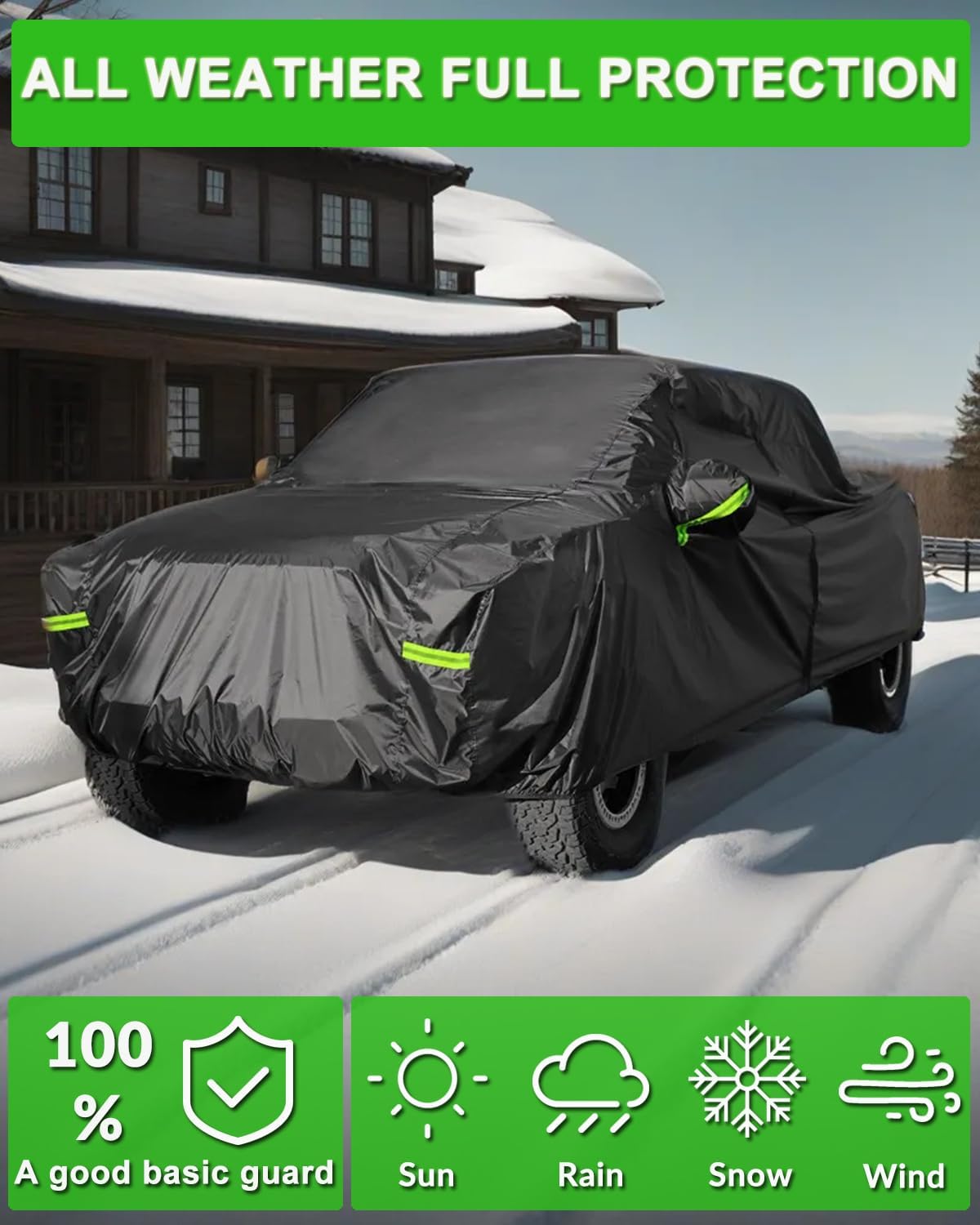 Pickup Truck Cover Waterproof All Weather, Outdoor Indoor Truck Protection Cover for Ford f150 / Chevy Silverado/Dodge Ram 1500, Truck Tarp Cover Black(Length 230 to 242 inch)