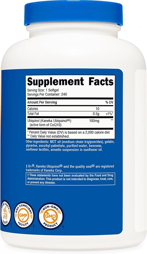Nutricost Ubiquinol Softgels (100mg, 240 Softgels) - Superior Absorption Antioxidant | Active Form of CoQ10 - Gluten Free, Non-GMO