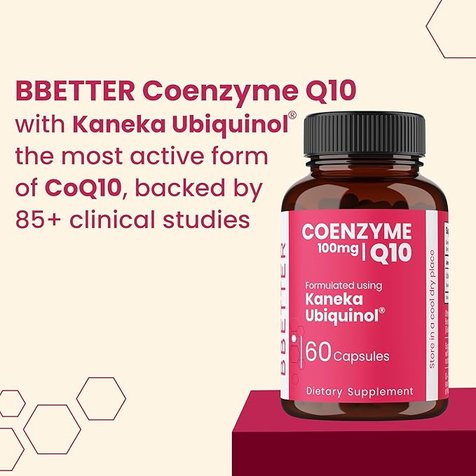 BBETTER Coenzyme Q10 – 100 mg with Kaneka Ubiquinol, Active Form of CoQ10 -Supports Cellular Health & Natural Energy Production- High-Absorption Formula - 60 Softgels