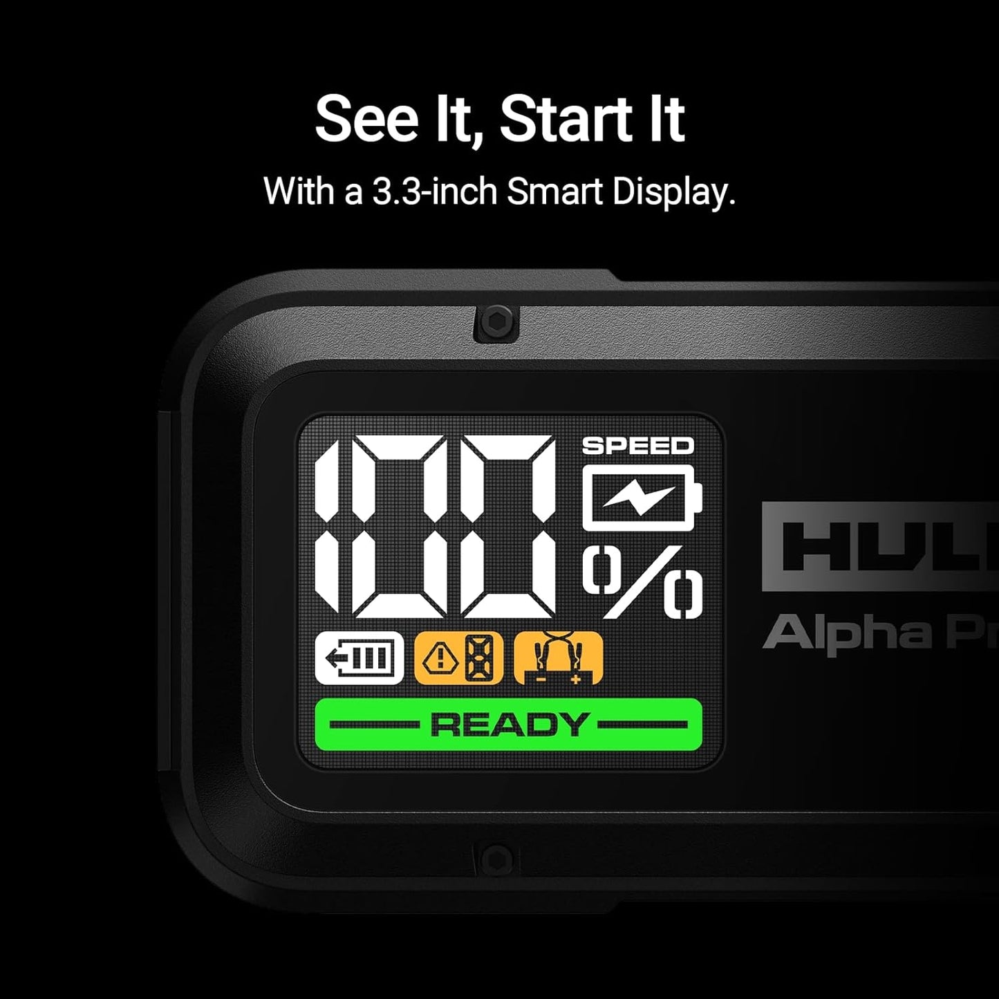 Hulkman Alpha Pro Solid Black, 2000A 74Wh Car Jump Starter Portable, High-Capacity Battery Booster & Jumper Cables, 3.3" Display Jump Box, PD65W in&Out, 12V Battery Pack for 8.5L Gas/6.0L Diesel