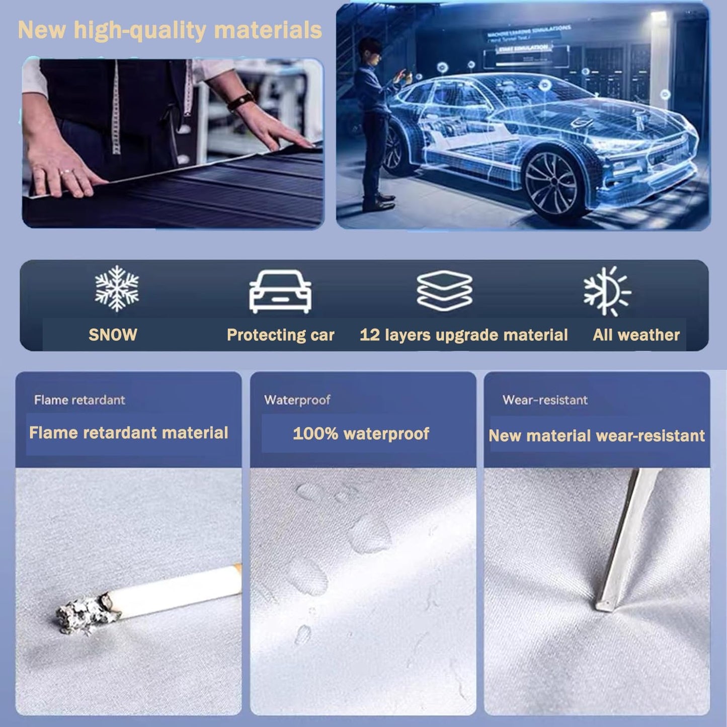 Autsop Car Cover Waterproof All Weather,12-Layer Car Covers for Automobiles Outdoor Heavy Duty Full Exterior Covers for Sedan(178-183 Inch)