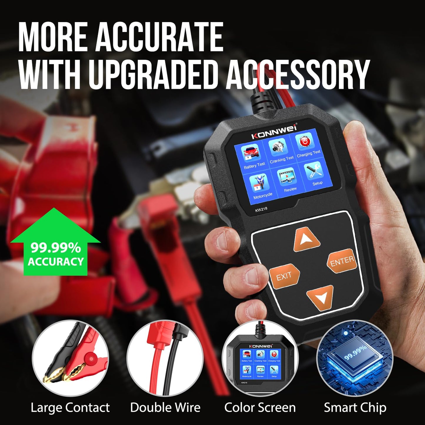 KONNWEI KW218 6V 12V Car Battery Tester 100-2000 CCA Automotive Battery Load Tester Alternator Tester Digital Auto Battery Analyzer Charging Cranking System Tester for Car Truck Marine Motorcycle Boat