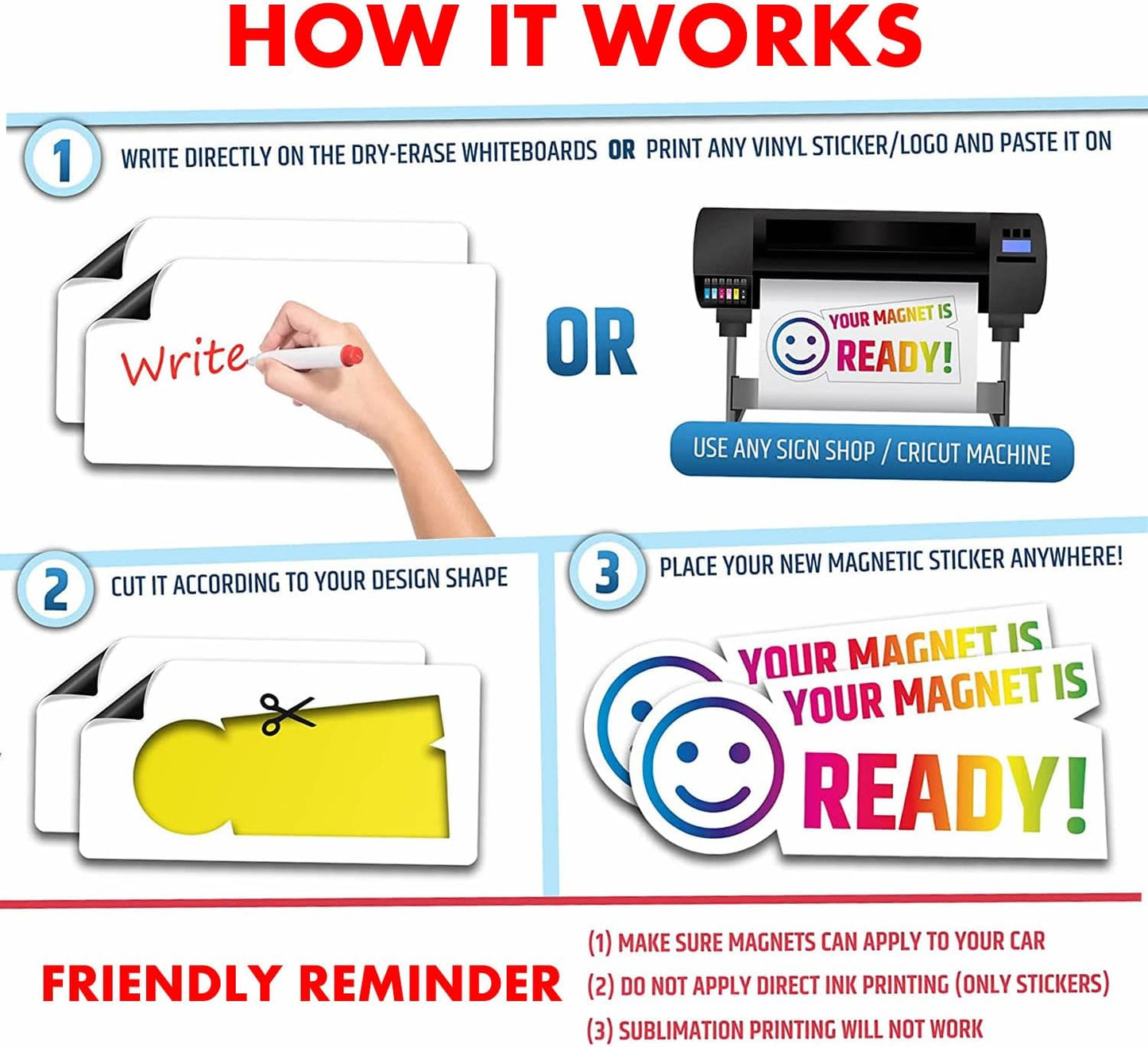 Set of 2 - Blank Car Door Magnet Sticker, Rounded Corners Magnetic Vehicle Sign, Perfect Magnet for Car to DIY Advertise Business and Cover Company Logo, Personalized Magnet Decal, White (18x12 inch)