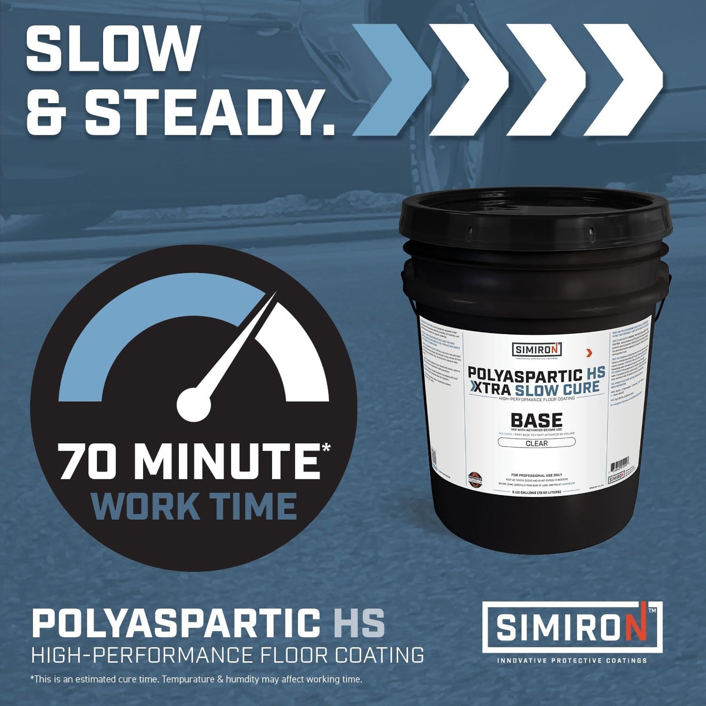 Polyaspartic High Solids Topcoat Coating System - 2 Gallon Kit - Clear Coating Gloss Finish - Easy-to-Use 1:1 Mix Ratio - Protection to Adhesion, UV, Abrasion, & Scratches (Xtra Slow Cure)