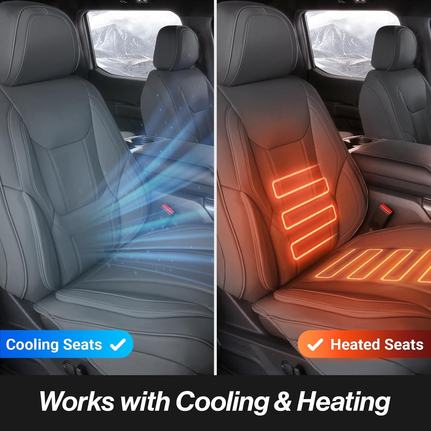 Coverland Custom Car Seat Covers Compatible with F150, Ram 1500 2500 3500, Tundra - Premium Leather Non-Slip Memory Foam Waterproof Interior Protector Front Seat-Dark Gray [See Size Chart-Size A25]