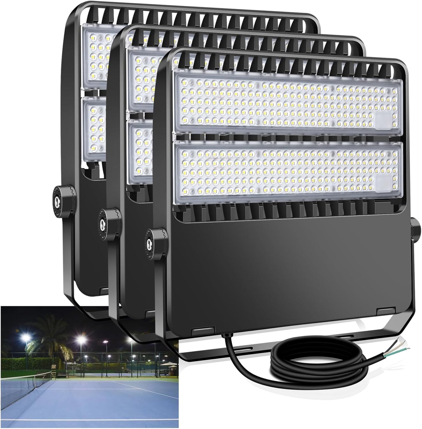 LED Stadium Lights, Outdoor Super Bright 240 Watt 36000 Lumen Stadium Flood Light, 5000K 120° Wider Lighting Angle Commercial Arena Lights 110Volt-277Volt (3 Pack)