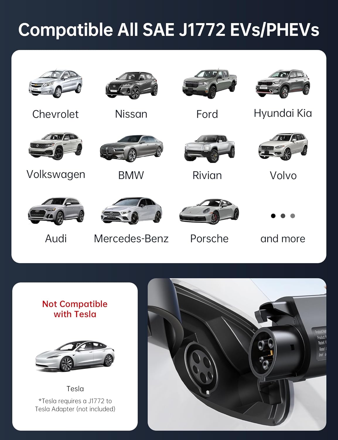 Raylix 32A Level 2 EV Charger, 240V 7.68kW Mobile Electric Car Charger with 21ft Cable [Adjustable Current & Delay Charging] Portable EV Chargers for All SAE J1772, NEMA 14-50 Plug 4 Prong Plug