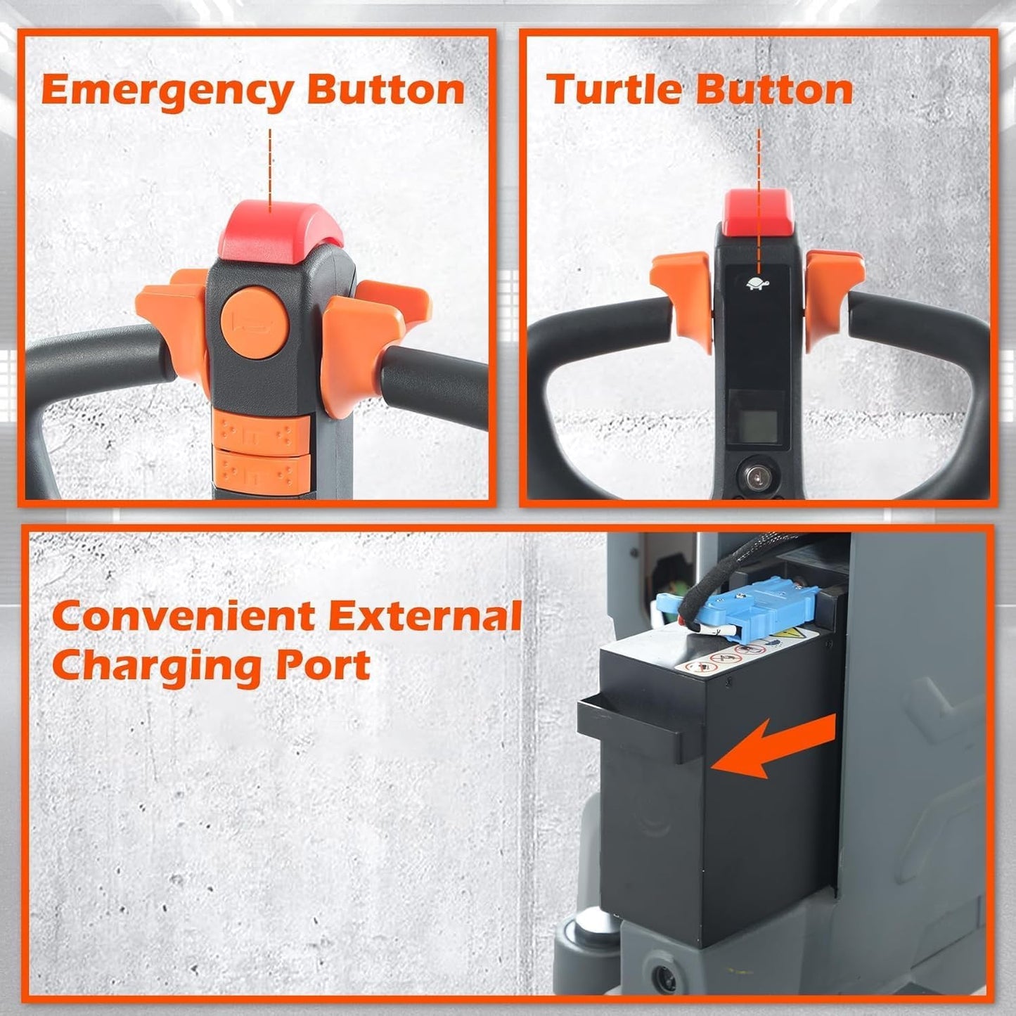 Tory Carrier Full Electric Power Pallet Jack Truck 4400lb Cap. 48" x 27" Fork Size, Lithium Battery Motorized Trucks Lift for Material Handling