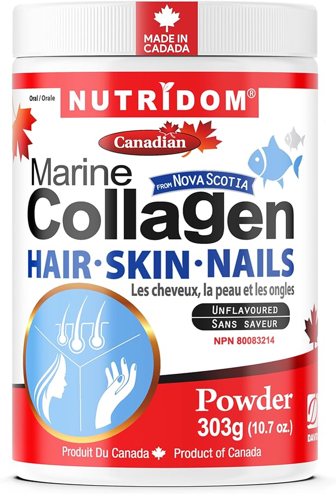 Hydrolyzed Marine Collagen Peptides Powder, Wild-Caught from Nova-Scotia, Supports Hair, Skin & Nails, Non-GMO, Free of Gluten, Soy & Dairy (303 g)