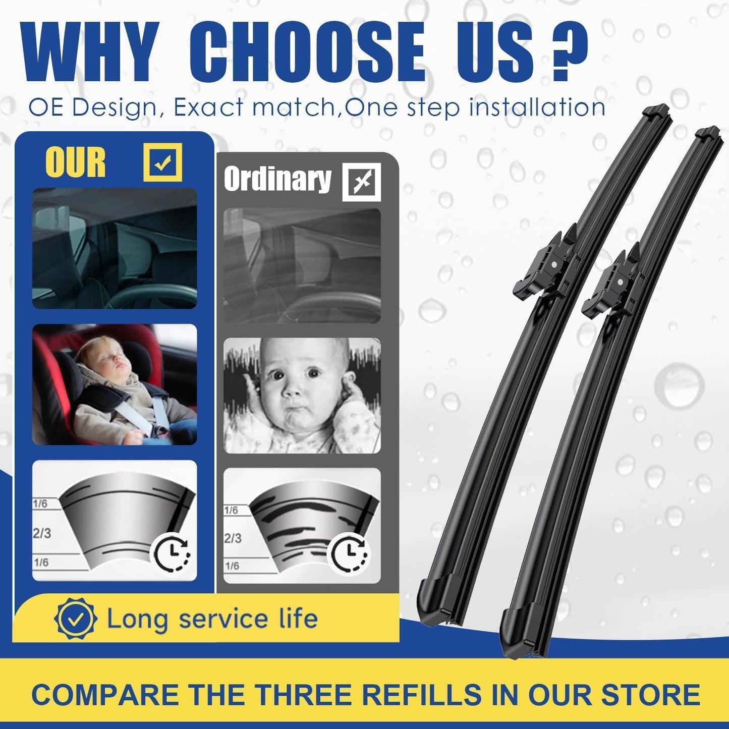 3 wipers Replacement for 2013 2014 2015 2016 2017 2018 2019 Ford Escape Original Equipment Front and Rear Windshield Wiper Blades 28"+28"+11" (Set of 3)