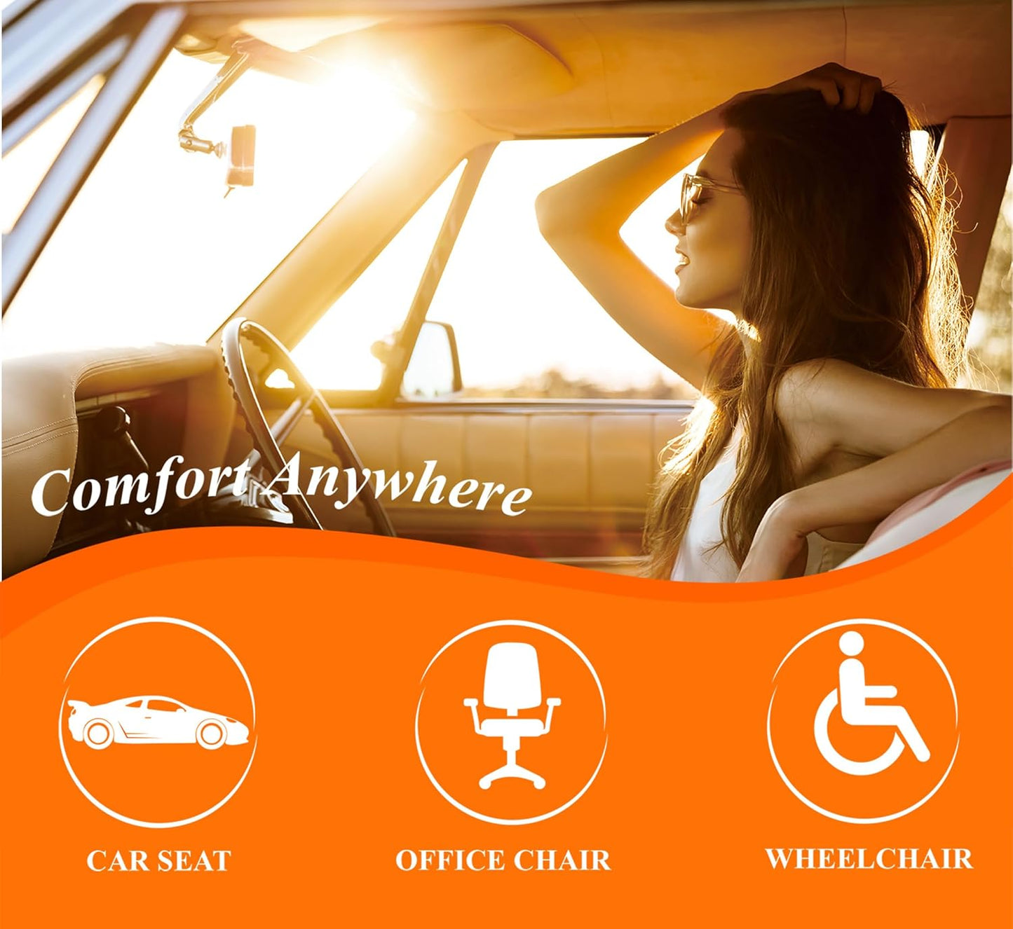 kingphenix Premium Car Seat Cushion, Memory Foam Driver Seat Cushion to Improve Driving View- Coccyx & Lower Back Pain Relief- Seat Cushion for Car, Truck, Office Chair (Black & Gray Mesh Cloth)