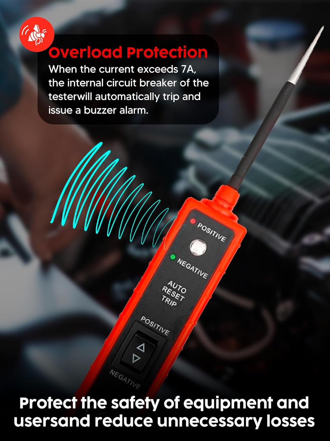 Power Circuit Probe Tester, 6-24V DC Circuit Tester, Test Light Automotive Short Circuit Located, Polarity Identify with LED Light Overload Protection