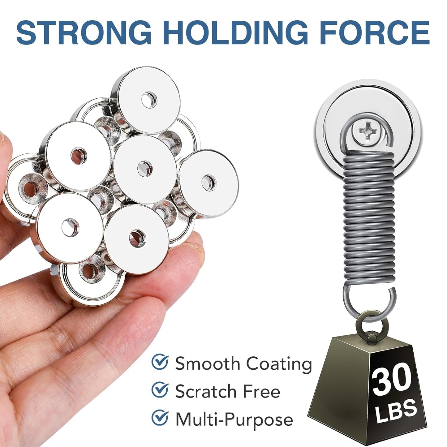 MIKEDE 6 Pack Strong Magnets, 30lbs Neodymium Heavy Duty Magnets, Round Strong Rare Earth Magnet with Countersunk Hole, Powerful Magnetic Pot Magnet with Screws for Cabinet Door Holding Tools