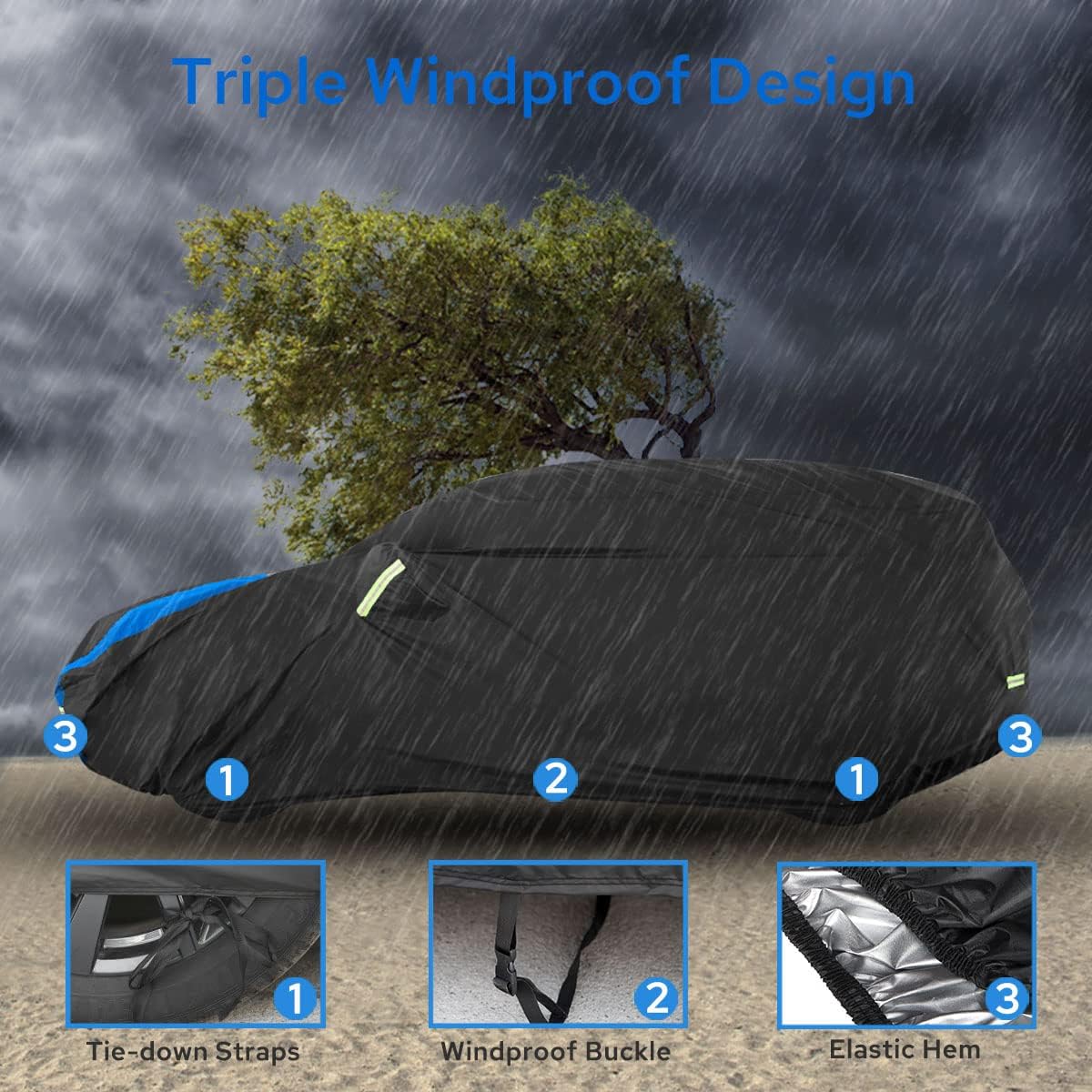 Avecrew SUV Car Cover Waterproof All Weather for Automobiles, Outdoor Heavy Duty Full Exterior SUV Covers (Length: 182"-191")