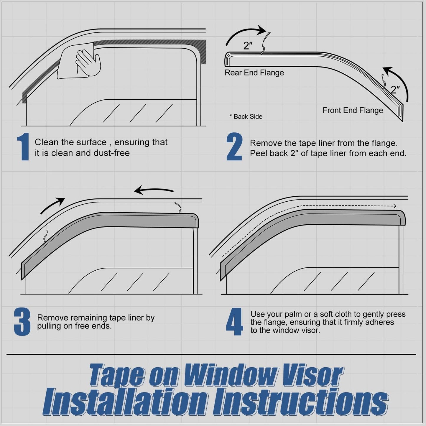Auto Dynasty 4Pcs Carbon Fiber Pattern Window Visors Compatible with 2007-2014 Chevy Silverado Avalanche Suburban GMC Sierra Yukon XL, Tape-On Front & Rear Window Deflectors Rain Guards