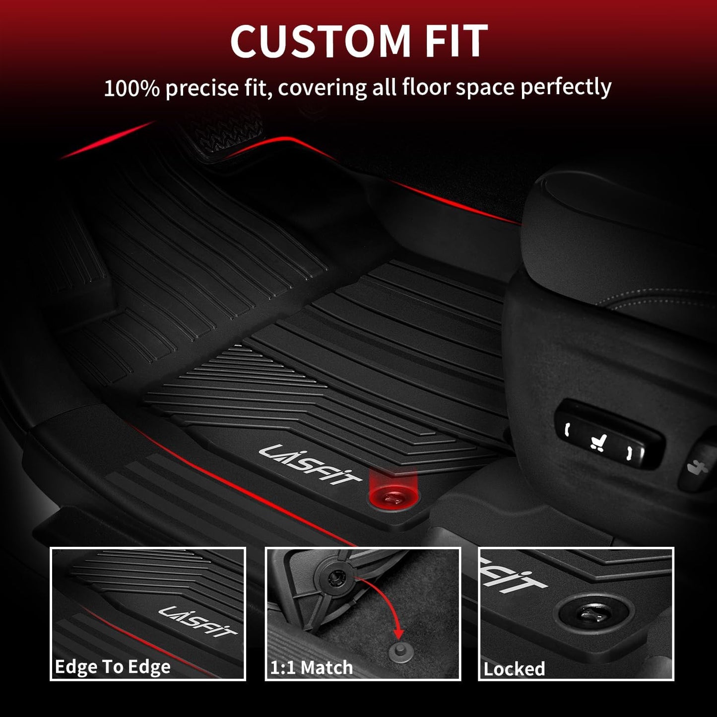 LASFIT Floor Mats&Trunk Mat for Toyota RAV4 2019-2025(Not Fit Hybrid) All Weather TPE Mats Custom Fit for Floor Liner for Toyota RAV 4 LE/XLE/Limited/TRD/Adventure Front and Rear 2 Row Car Mats,Black