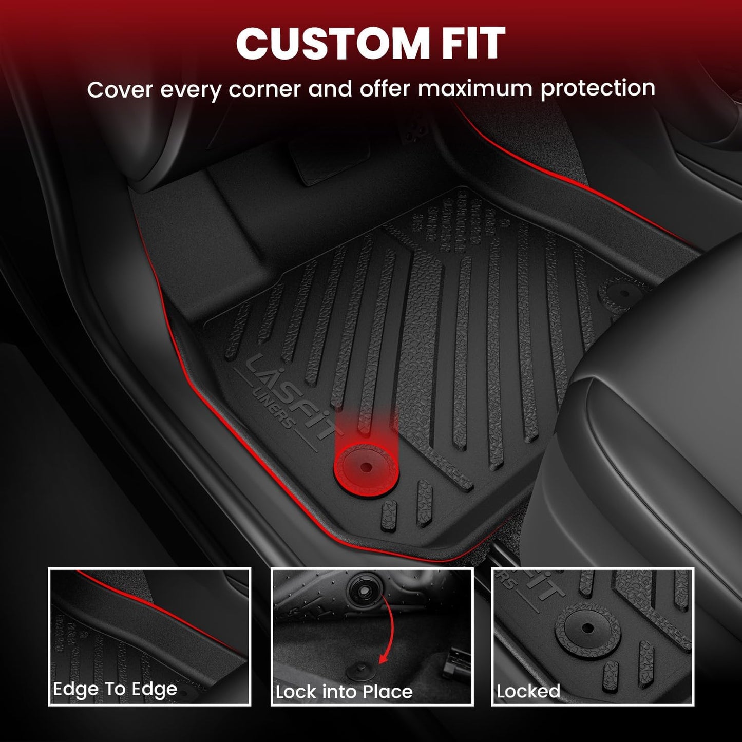 LASFIT Floor Mats for Toyota Prius 2016-2022 & Prius Prime 2017-2022, All Weather TPE Custom Fit Easy Clean Durable No-Curling Floor Liners for Prius 2016 2017 2018 2019 2020 2021 2022 Car Mats