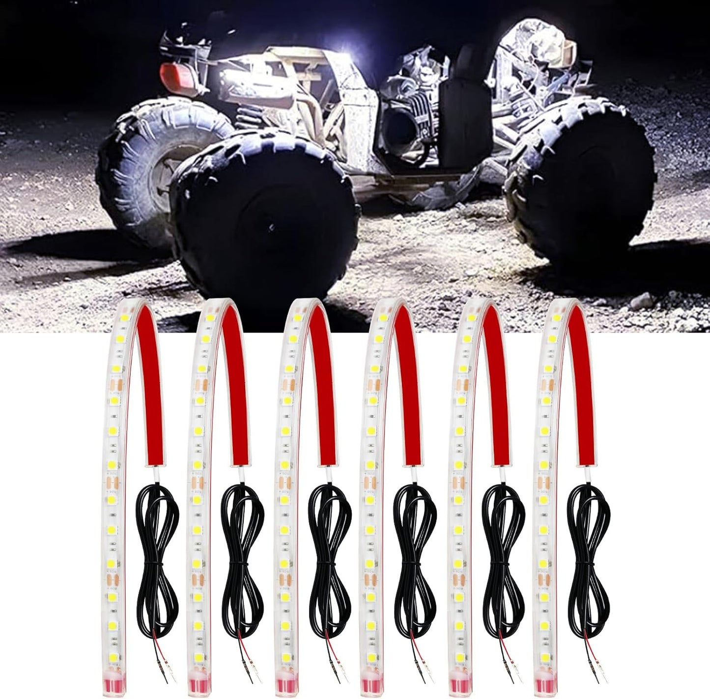 Qasim 12V Led Light Strip Waterproof 32CM White Golf Cart Underglow Led Lights for Car Motorcycles Boat Navigation Interior & Exterior-Pack of 6