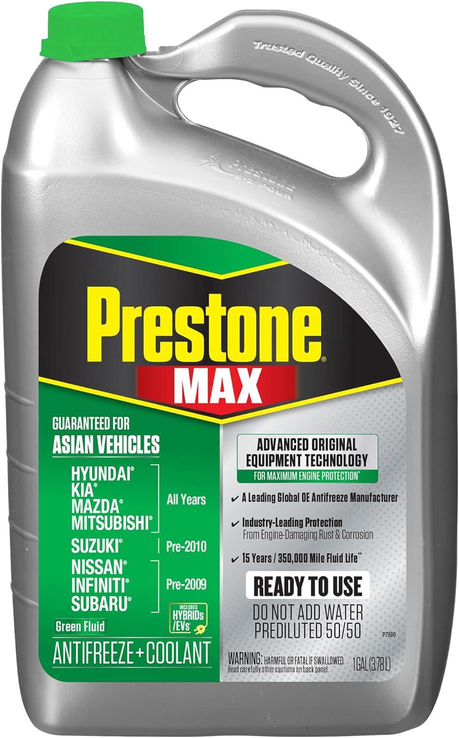 Prestone AF6610 MAX Asian Vehicles (Green) Anti-Freeze and Coolant, 1 Gallon, Pack of 6