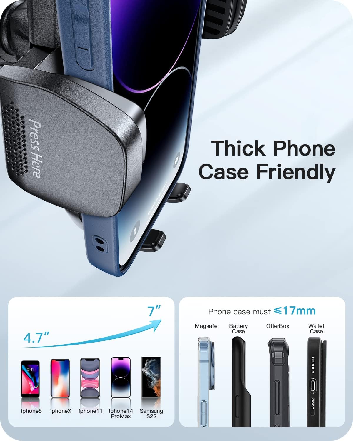 APPS2Car Phone Holder for Car Windshield/Dashboard/Window, Cell Phone Mount for Car Truck, Compatible with iPhone, Samsung, Google, LG and More