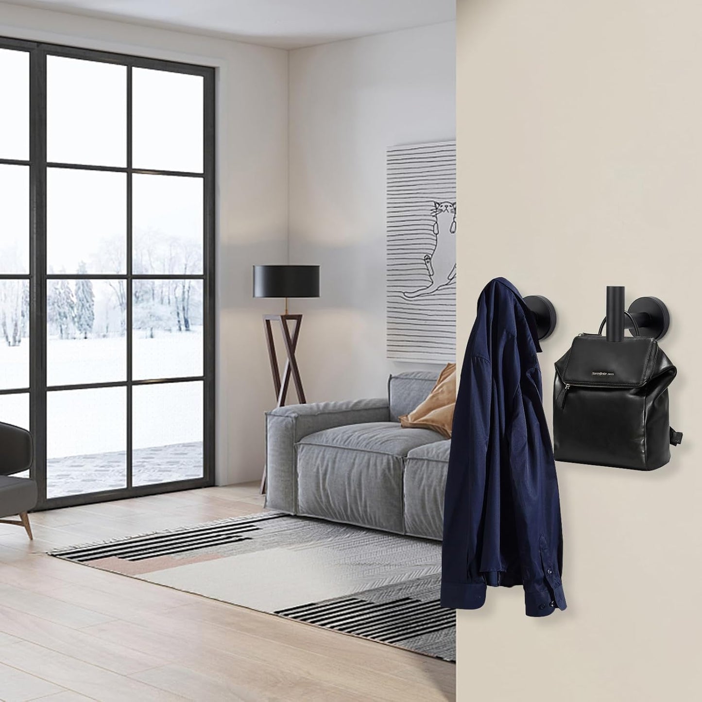 NearMoon Bath Towel Hooks- SUS 304 Stainless Steel Robe Hook Holder, Heavy Duty Coat Hook for Bathroom Livingroom Hotel Kitchen Garage, Wall Mounted (Matte Black, 8 Pack)